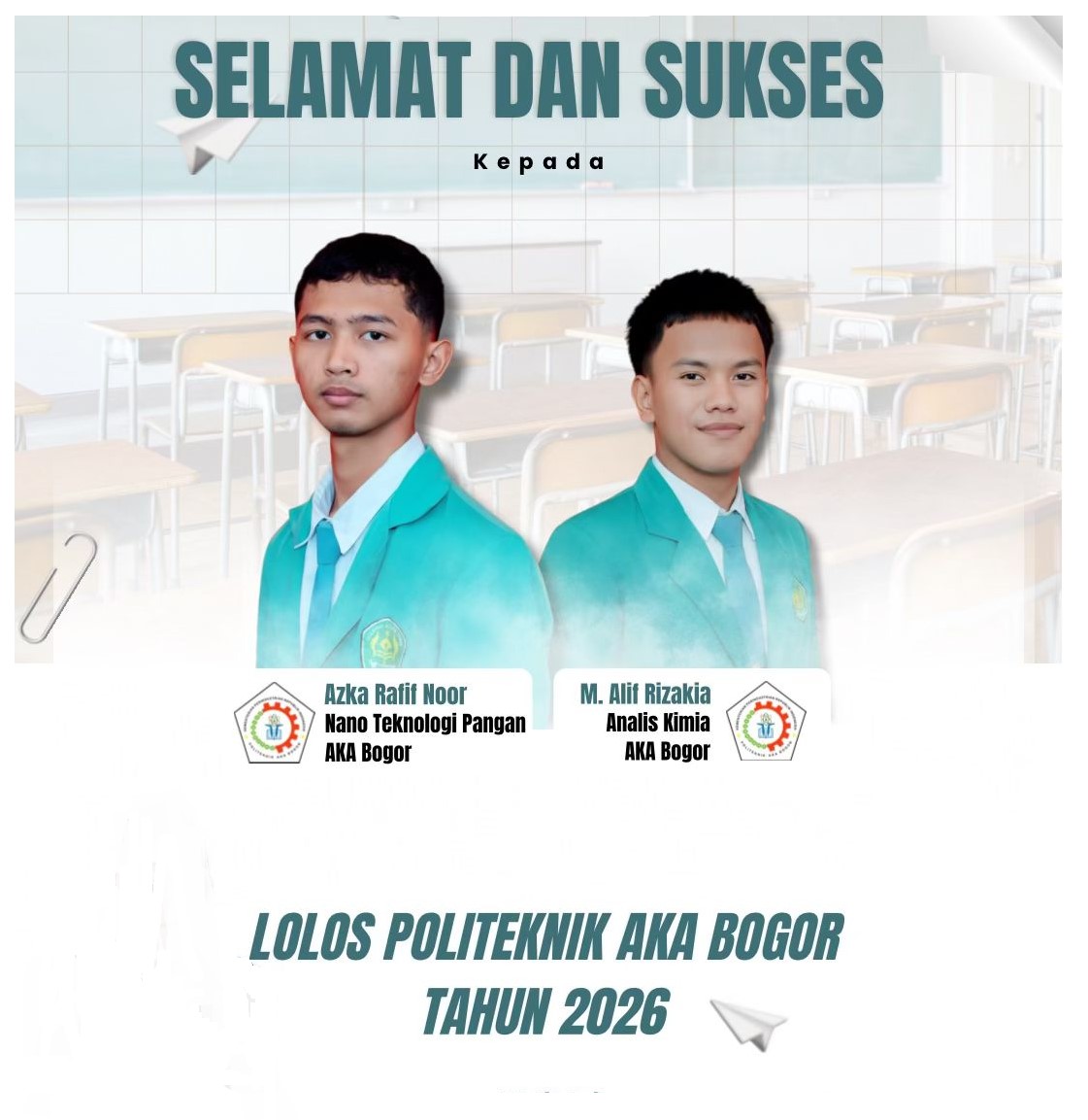 Dua Siswa MAN 2 Bogor Berhasil Lolos ke Politeknik AKA Bogor Tahun 2026