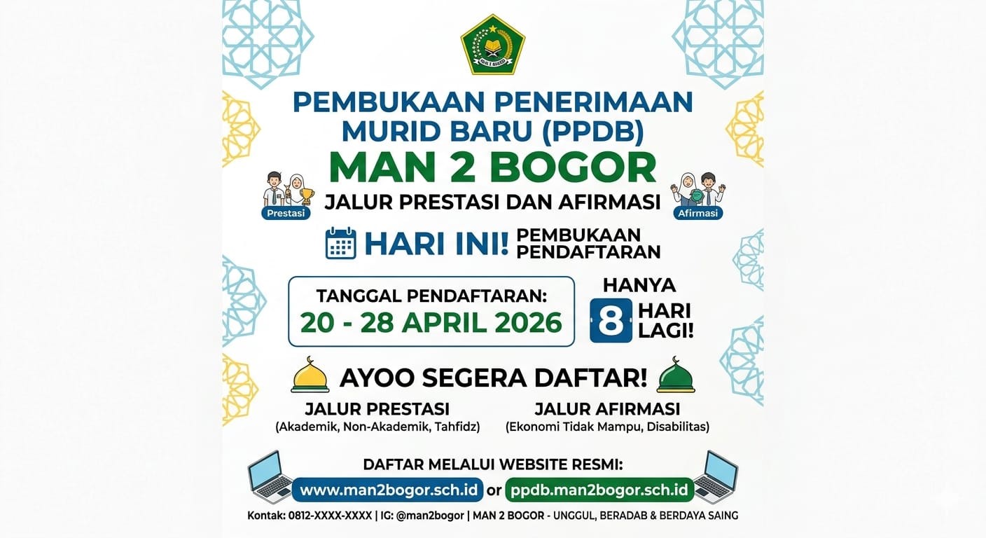 MAN 2 Bogor Secara Resmi Membuka Pendaftaran Bagi Calon Siswa Baru